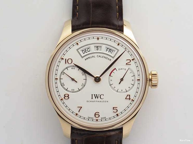 MIROTIME 0318 Portuguese Real PR Real Annual Calendar RG IW503504 YLF 1:1 Best Edition White Dial On Leather Strap A TimelessDesign 7242